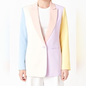 Pastel Color Block Blazer